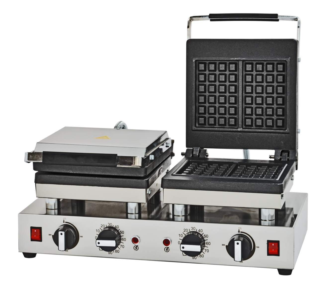 Square Model Double Waffle Machine with Lid